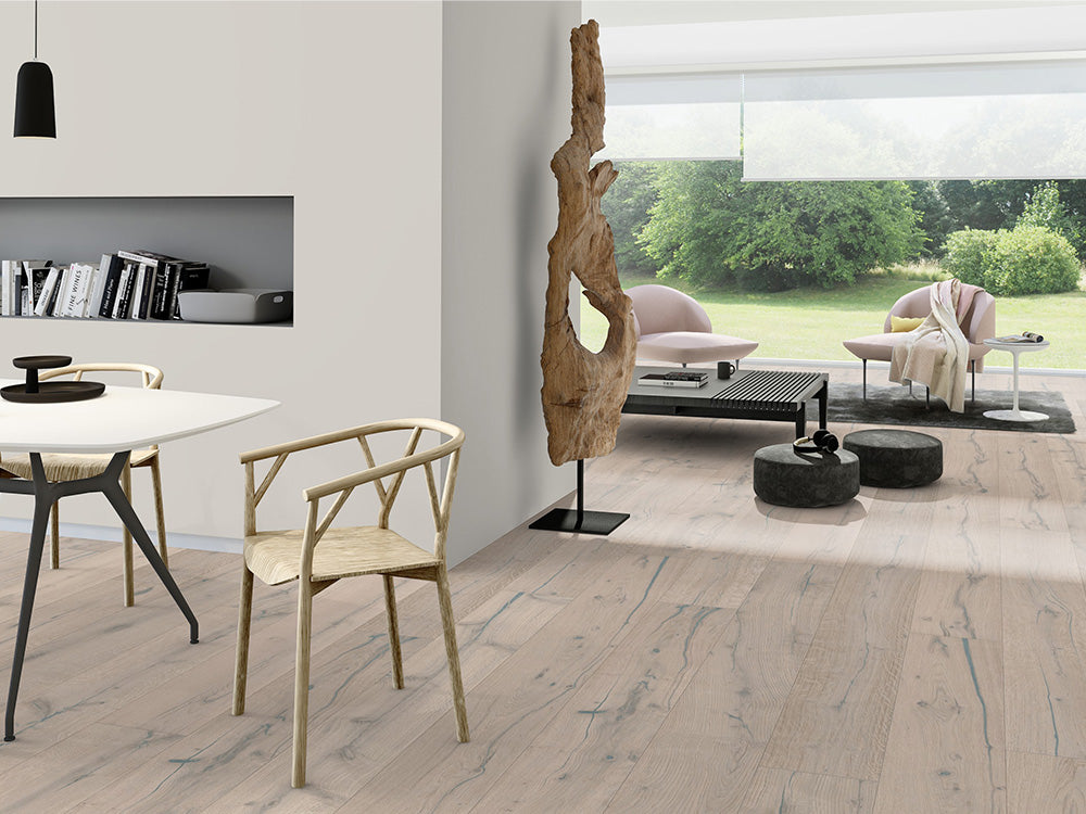 Floorstore Parkett Eiche XL "Untamed Stroke" Rustikal,  weiß naturgeölt, tief gebürstet, Klick,  15/4x260x2200 mm, 3,432 m² / VE - SKU: '70452 2