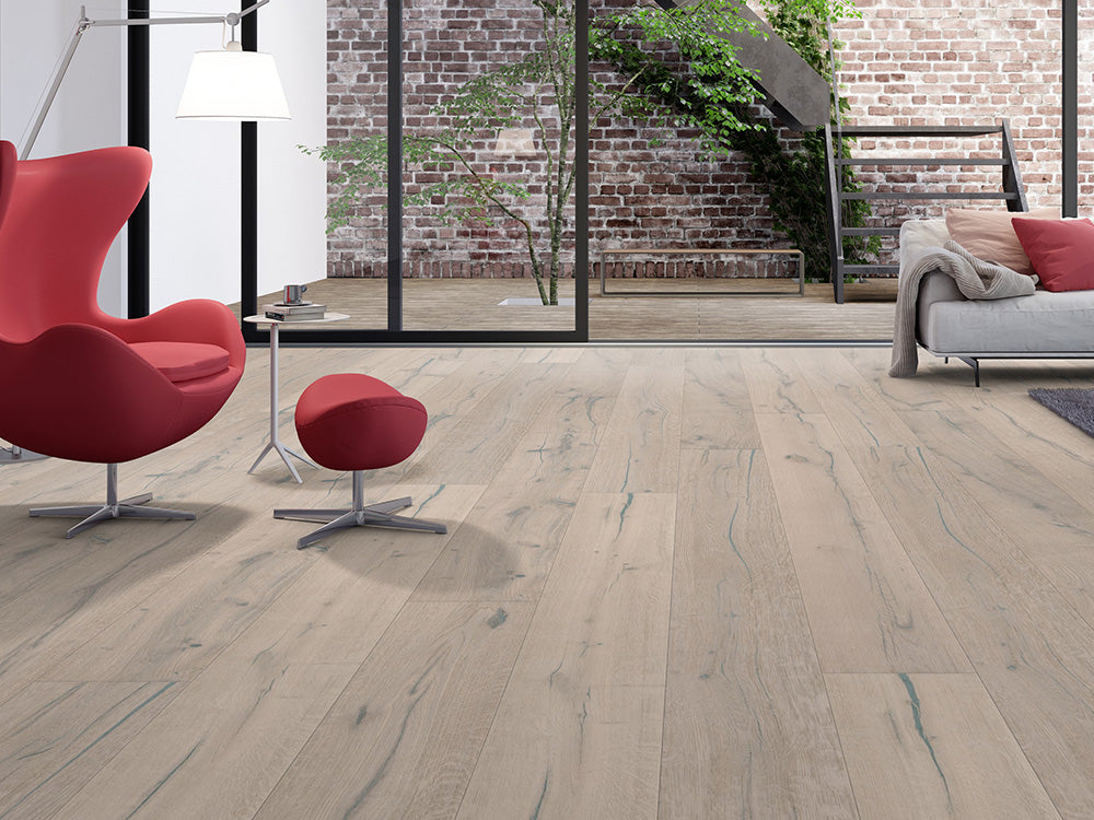 Floorstore Parkett Eiche XL "Untamed Stroke" Rustikal,  weiß naturgeölt, tief gebürstet, Klick,  15/4x260x2200 mm, 3,432 m² / VE - SKU: '70452 5