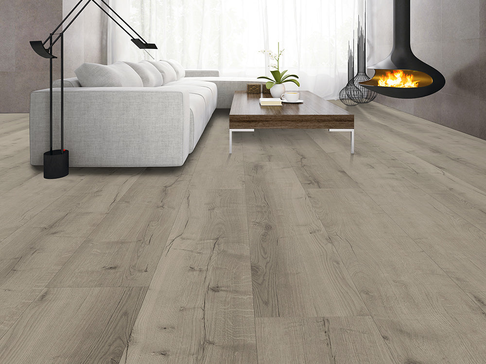 Designboden "Grand Solid" Rigid SPC, 6x240x1524x1524mm, Eiche Grau, inkl. 1,0mm Kork-Trittschall, 2,19 m² / VE - SKU: '72102 7