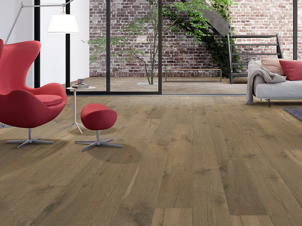 Floorstore Parkett Eiche "Elite Class" Markant, geräuchert, weiß naturgeölt, gebürstet, Klick,  14/3x190x1900, 2,890 m² / VE - SKU: '70007 5
