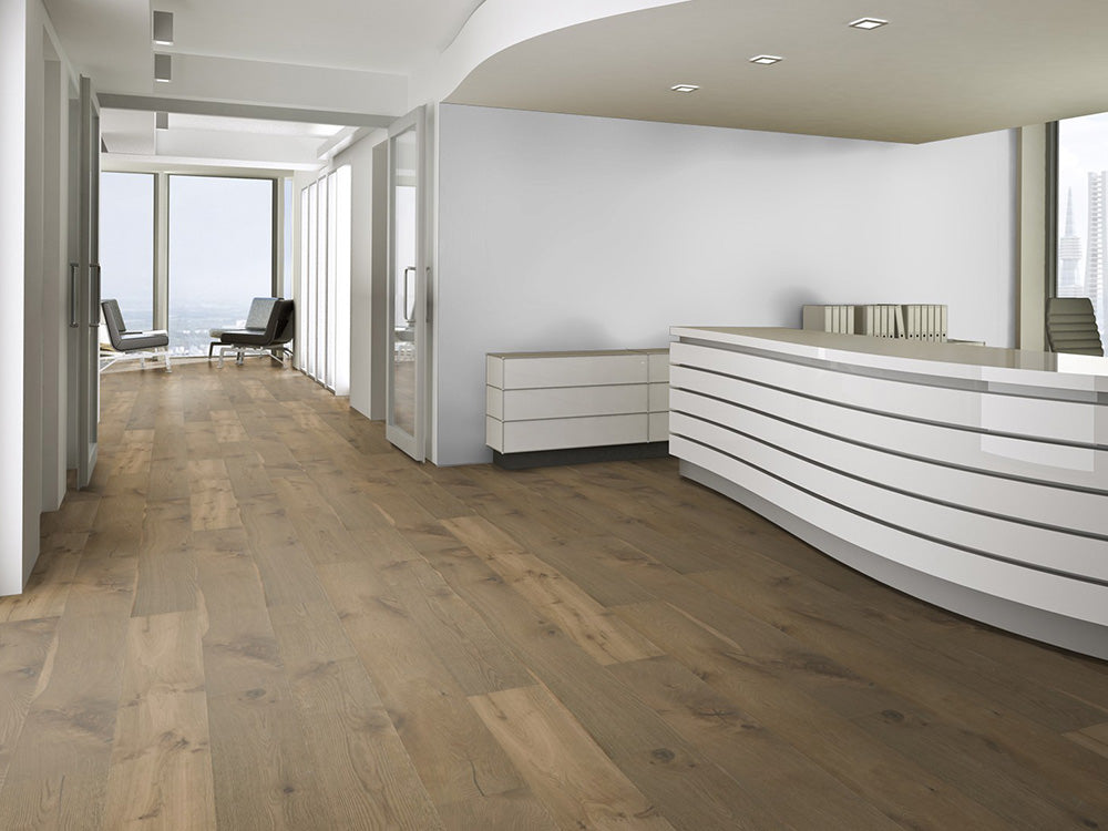 Floorstore Parkett Eiche "Elite Class" Markant, geräuchert, weiß naturgeölt, gebürstet, Klick,  14/3x190x1900, 2,890 m² / VE - SKU: '70007 6