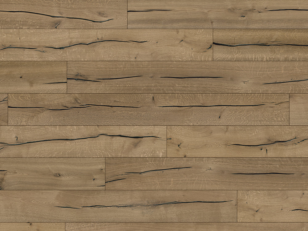 Floorstore Parkett Eiche XL "Legacy Classic" Rustikal, geräuchert, braun naturgeölt, stark gebürstet, Klick, 15/4x260x2200 mm, 3,432 m² / VE - SKU: '70652
