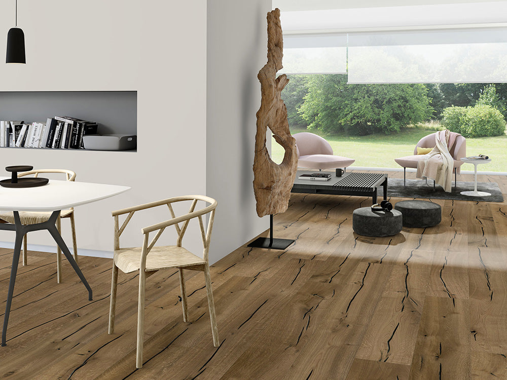 Floorstore Parkett Eiche XL "Legacy Classic" Rustikal, geräuchert, braun naturgeölt, stark gebürstet, Klick, 15/4x260x2200 mm, 3,432 m² / VE - SKU: '70652 2