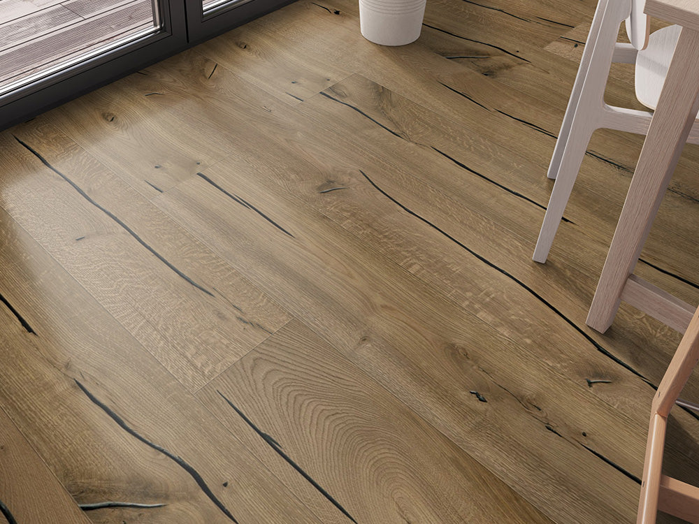Floorstore Parkett Eiche XL "Legacy Classic" Rustikal, geräuchert, braun naturgeölt, stark gebürstet, Klick, 15/4x260x2200 mm, 3,432 m² / VE - SKU: '70652 3