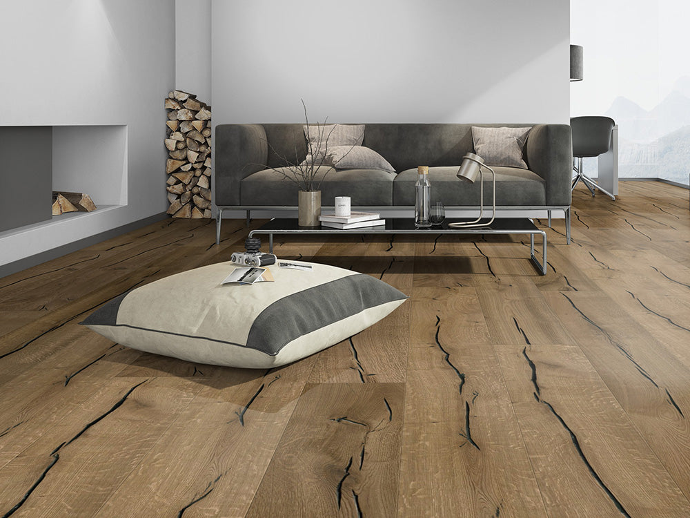 Floorstore Parkett Eiche XL "Legacy Classic" Rustikal, geräuchert, braun naturgeölt, stark gebürstet, Klick, 15/4x260x2200 mm, 3,432 m² / VE - SKU: '70652 4