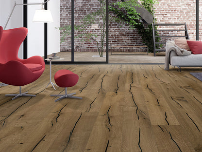 Floorstore Parkett Eiche XL "Legacy Classic" Rustikal, geräuchert, braun naturgeölt, stark gebürstet, Klick, 15/4x260x2200 mm, 3,432 m² / VE - SKU: '70652 5