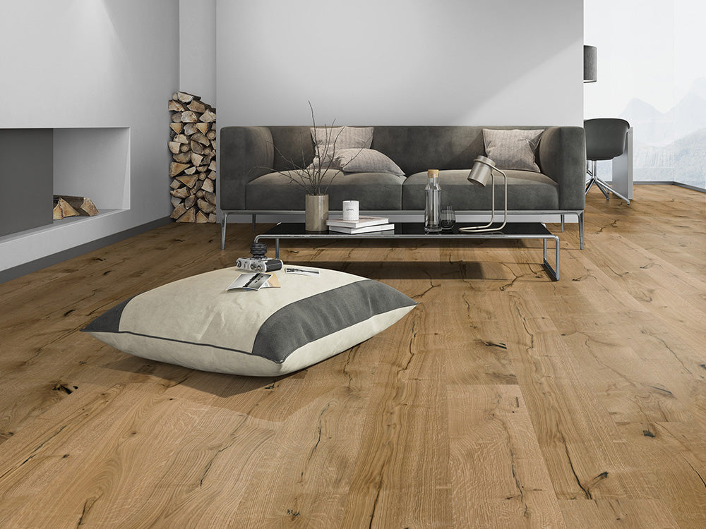 Floorstore Parkett Eiche "Prime Pick" Rustikal, naturgeölt, tief gebürstet, Klick, 14/3x190x1900 mm, 2,888 m² / VE - SKU: '70701 4