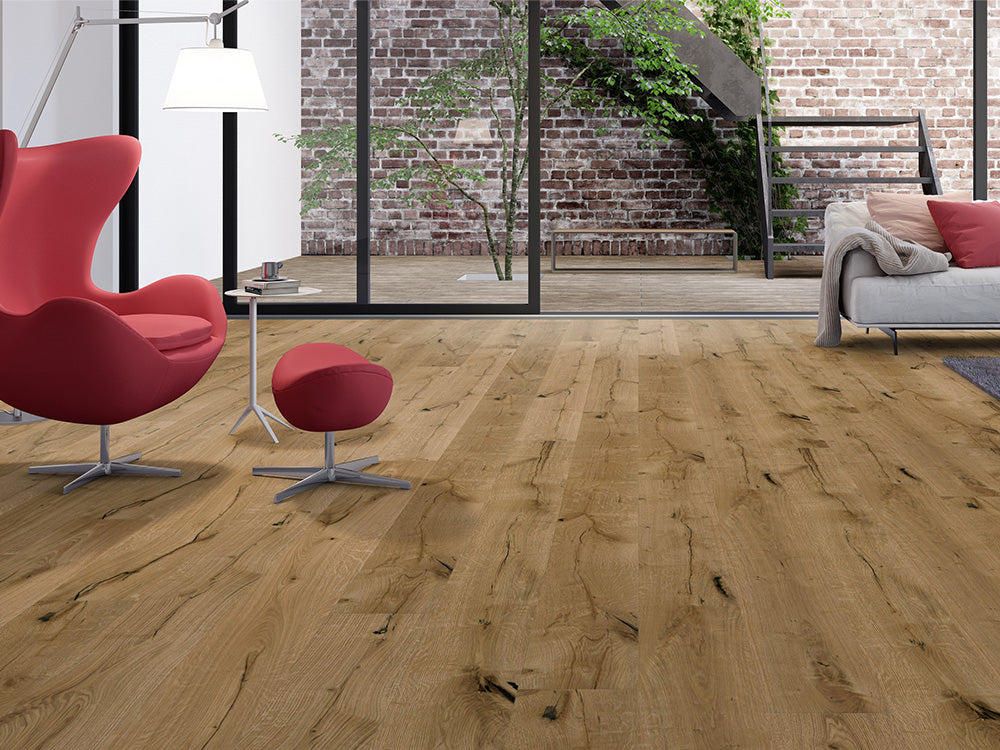 Floorstore Parkett Eiche "Prime Pick" Rustikal, naturgeölt, tief gebürstet, Klick, 14/3x190x1900 mm, 2,888 m² / VE - SKU: '70701 5