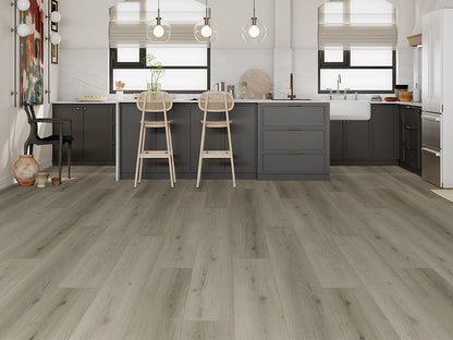 Hybridboden "Stealth Stride" LVT+EPC, 7,5x229x1830mm Eiche Dunkelgrau, inkl. 1,5 mm Kork-Trittschall, Nutzschicht 0,55 mm, Nutzungsklasse 23/33, 2,51 m² / VE - SKU: '72204 2